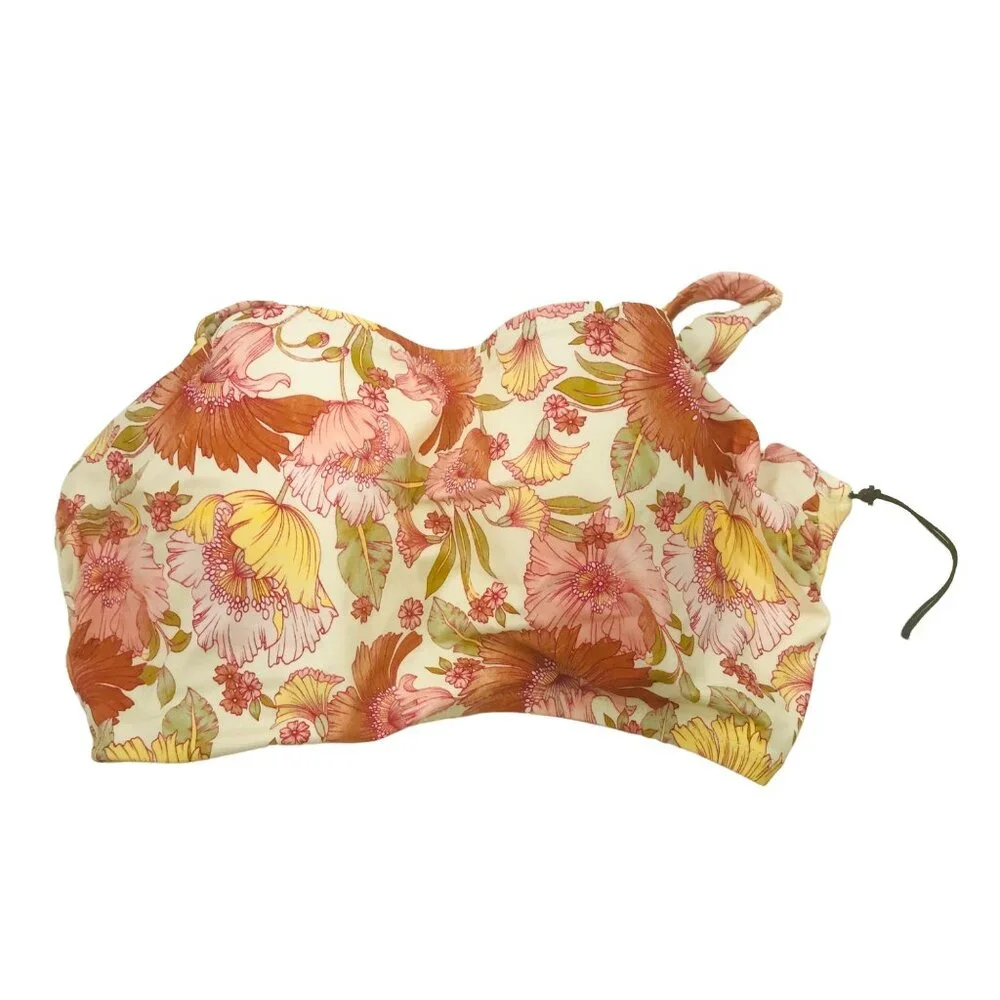 Shade And Shore Women's Sz 34B Underwire Halter Bikini Swim Top Floral Print New